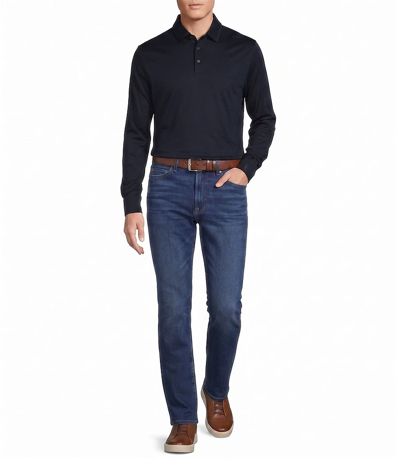 Cremieux Blue Label Solid Long Sleeve Cotton Interlock Polo Shirt