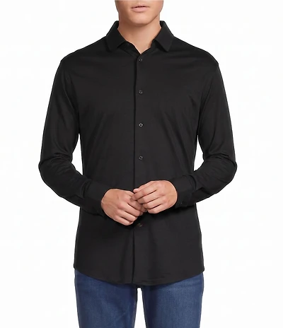 Cremieux Blue Label Solid Long Sleeve Cotton Interlock Shirt