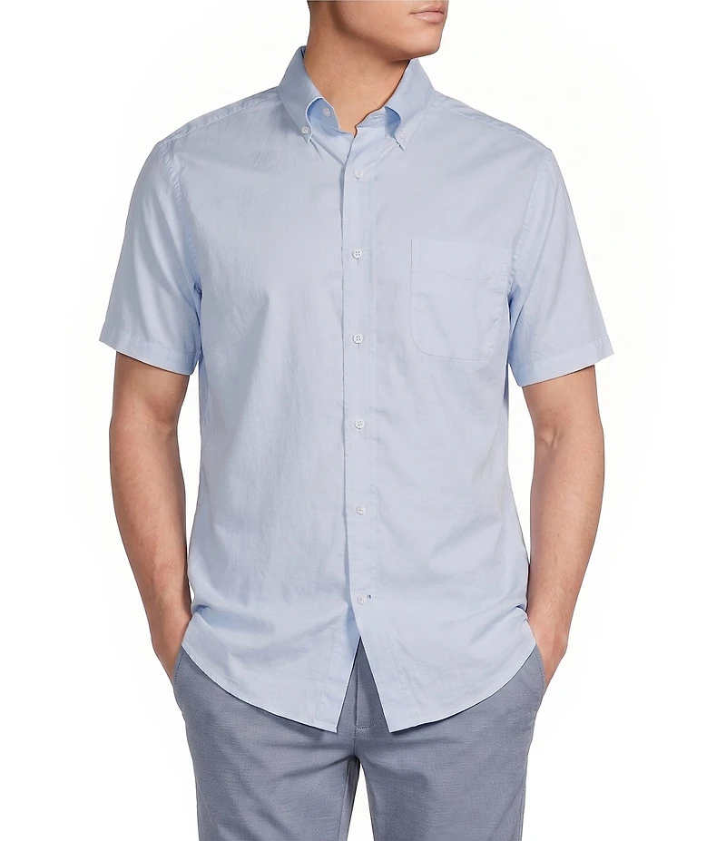 Cremieux Blue Label Solid Oxford Short Sleeve Woven Shirt