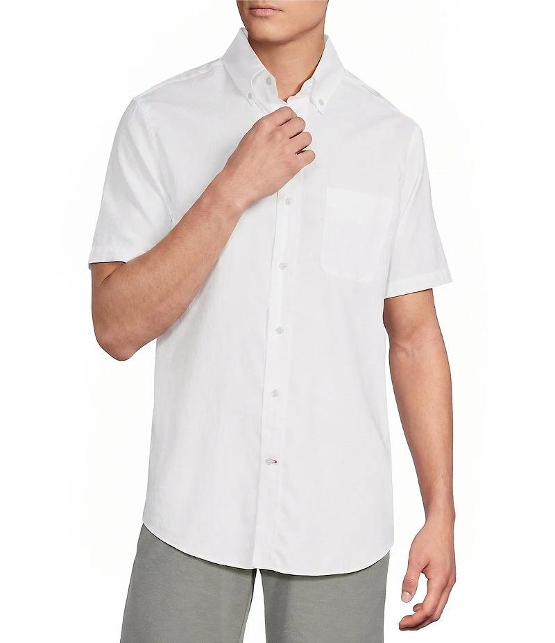 Cremieux Blue Label Solid Oxford Short Sleeve Woven Shirt