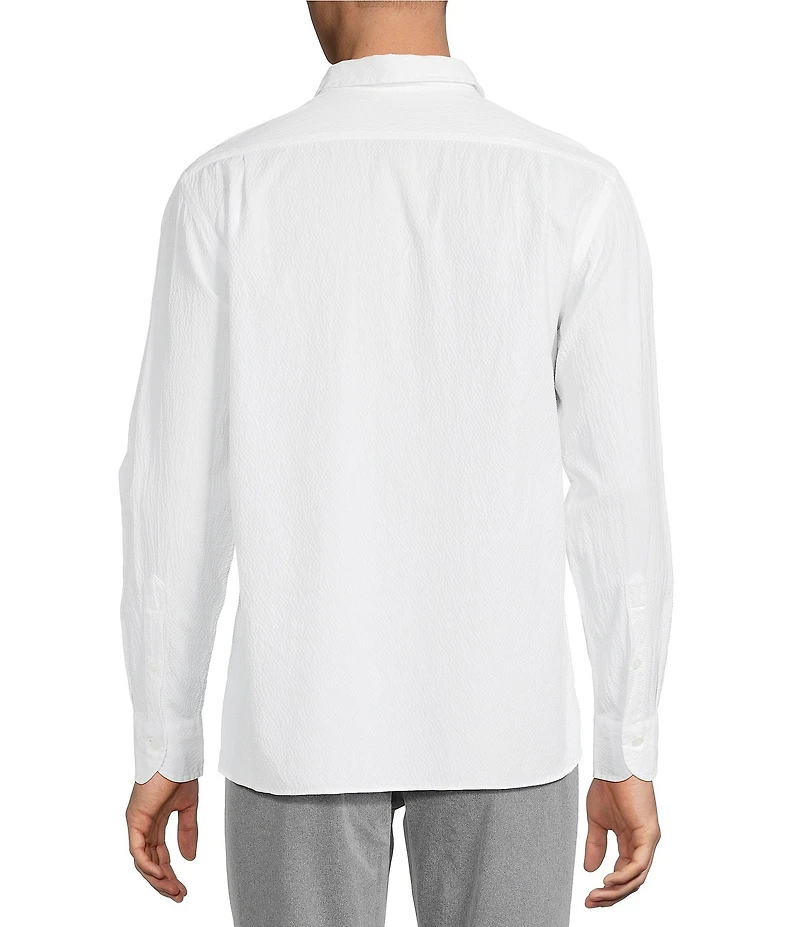 Cremieux Blue Label Solid Seersucker Performance Long Sleeve Woven Shirt