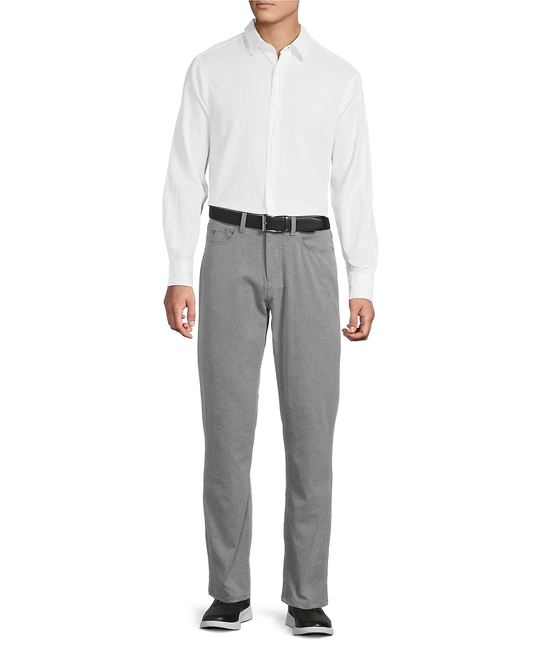 Cremieux Blue Label Solid Seersucker Performance Long Sleeve Woven Shirt