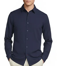 Cremieux Blue Label Solid Seersucker Performance Long Sleeve Woven Shirt