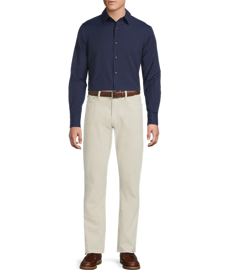 Cremieux Blue Label Solid Seersucker Performance Long Sleeve Woven Shirt