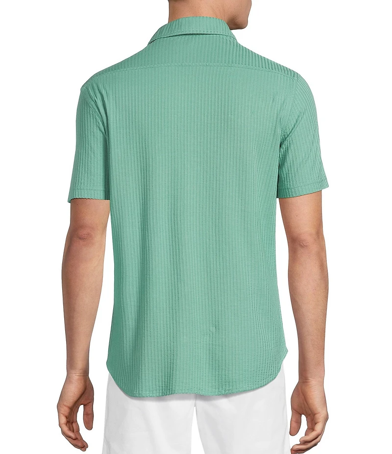 Cremieux Blue Label Solid Seersucker Short Sleeve Button Front Shirt