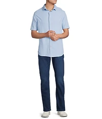 Cremieux Blue Label Solid Seersucker Short Sleeve Button Front Shirt