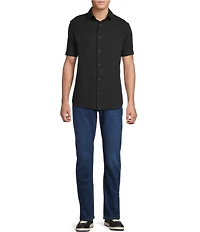 Cremieux Blue Label Solid Seersucker Short Sleeve Button Front Shirt