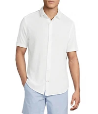Cremieux Blue Label Solid Seersucker Short Sleeve Button Front Shirt