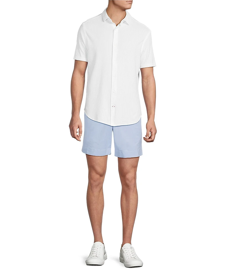 Cremieux Blue Label Solid Seersucker Short Sleeve Button Front Shirt