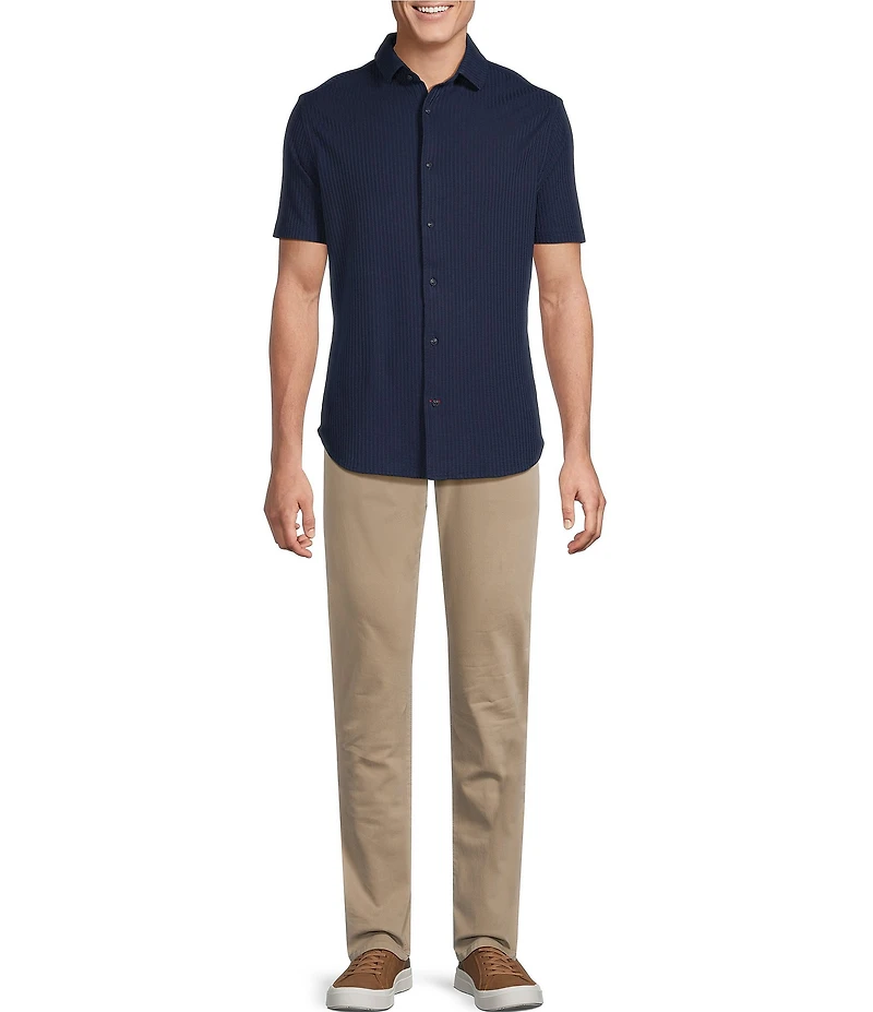 Cremieux Blue Label Solid Seersucker Short Sleeve Button Front Shirt