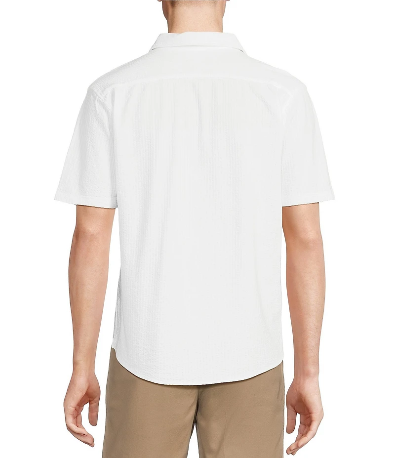 Cremieux Blue Label Solid Seersucker Short Sleeve Coatfront Shirt