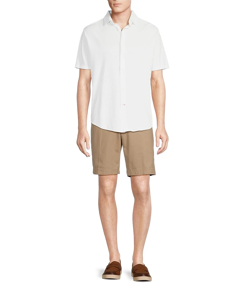 Cremieux Blue Label Solid Seersucker Short Sleeve Coatfront Shirt