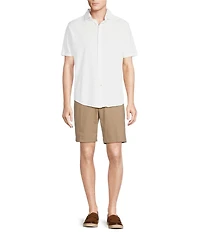 Cremieux Blue Label Solid Seersucker Short Sleeve Coatfront Shirt