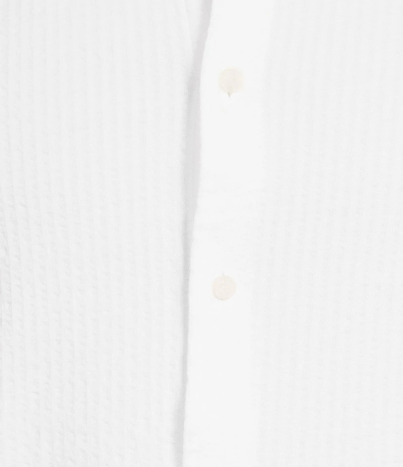 Cremieux Blue Label Solid Seersucker Short Sleeve Coatfront Shirt