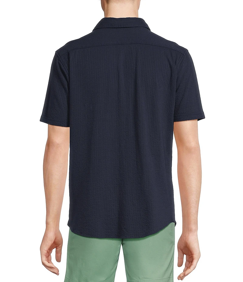 Cremieux Blue Label Solid Seersucker Short Sleeve Coatfront Shirt