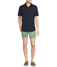 Cremieux Blue Label Solid Seersucker Short Sleeve Coatfront Shirt