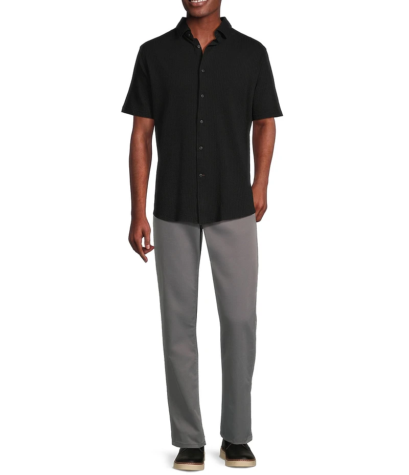 Cremieux Blue Label Solid Seersucker Short Sleeve Coatfront Shirt