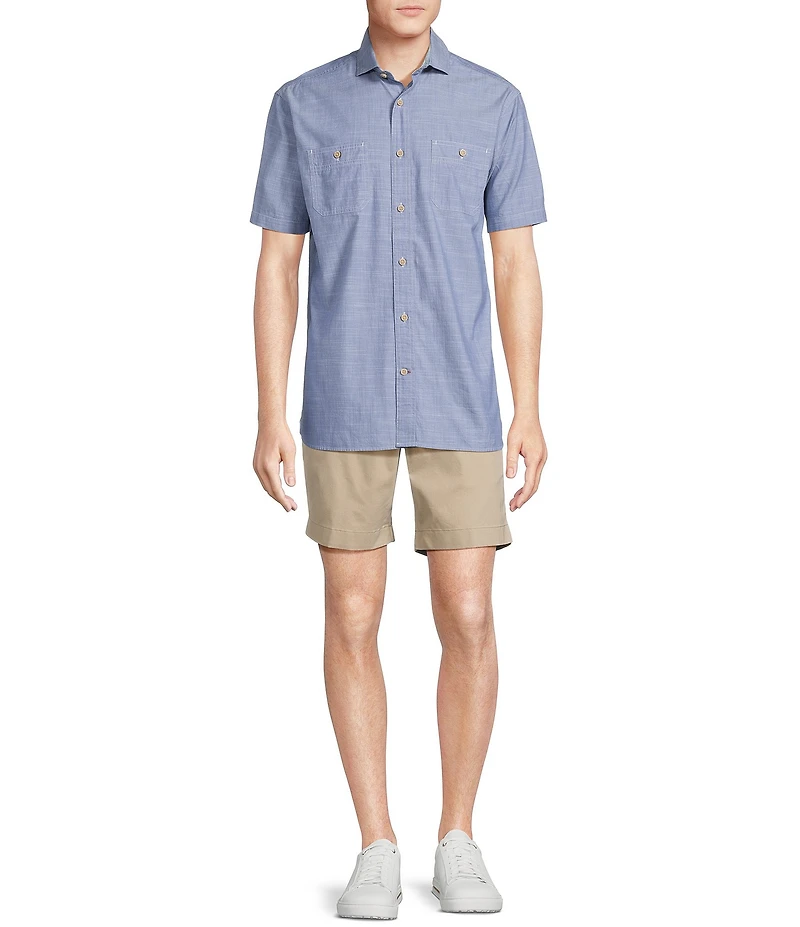 Cremieux Blue Label Solid Cotton Slub Short Sleeve Woven Shirt
