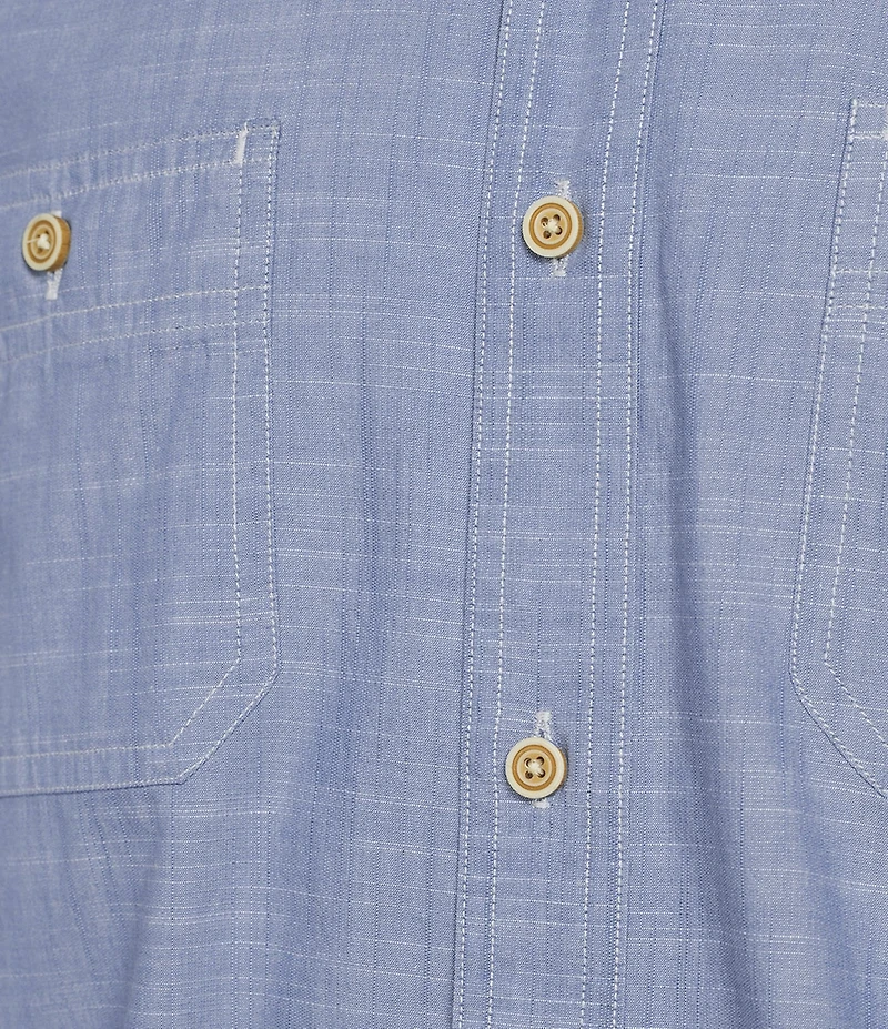 Cremieux Blue Label Solid Cotton Slub Short Sleeve Woven Shirt