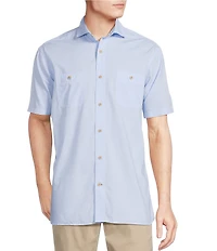 Cremieux Blue Label Solid Cotton Slub Short Sleeve Woven Shirt