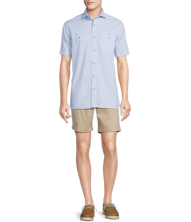 Cremieux Blue Label Solid Cotton Slub Short Sleeve Woven Shirt