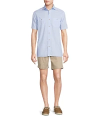 Cremieux Blue Label Solid Cotton Slub Short Sleeve Woven Shirt