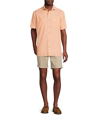 Cremieux Blue Label Solid Cotton Slub Short Sleeve Woven Shirt