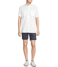 Cremieux Blue Label Solid Cotton Slub Short Sleeve Woven Shirt