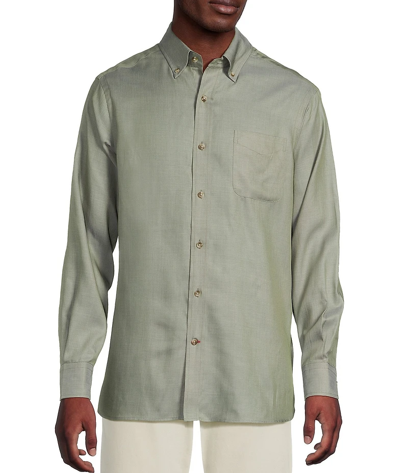 Cremieux Blue Label Solid Twill Long Sleeve Woven Shirt