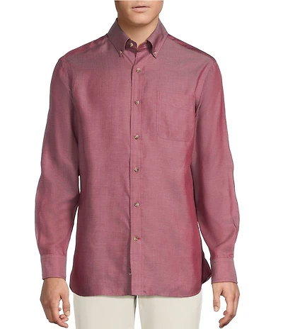 Cremieux Blue Label Solid Twill Long Sleeve Woven Shirt