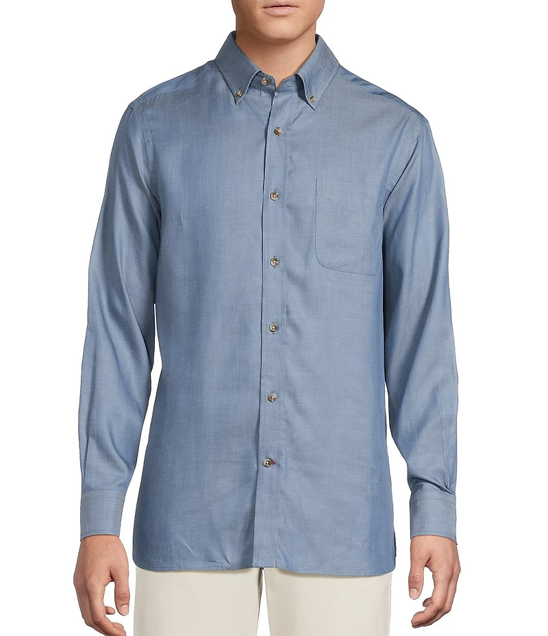 Cremieux Blue Label Solid Twill Long Sleeve Woven Shirt