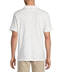 Cremieux Blue Label St. Barts Collection Leaf Print Coat Front Short Sleeve Camp Shirt
