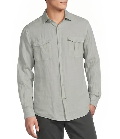 Cremieux Blue Label St. Barts Solid Linen Long Sleeve Woven Shirt