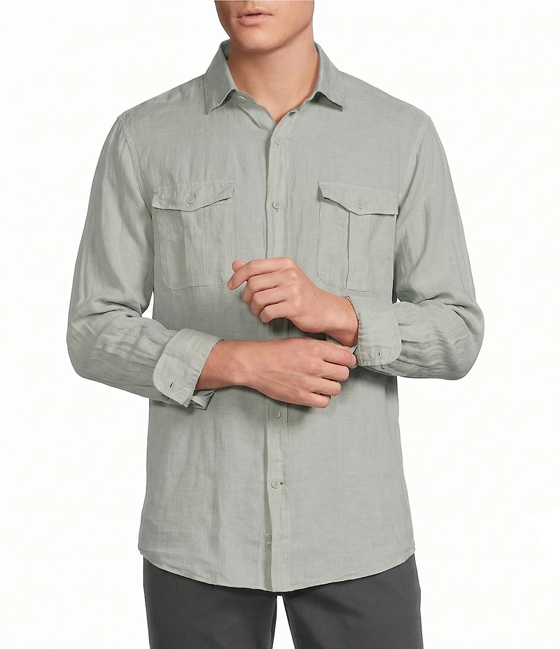 Cremieux Blue Label St. Barts Solid Linen Long Sleeve Woven Shirt