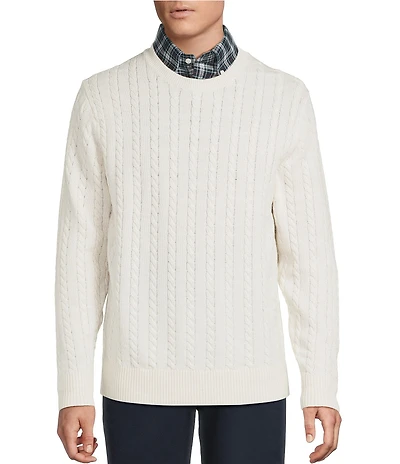 Cremieux Blue Label St. Moritz Collection Cable Knit Merino Wool Crewneck Sweater