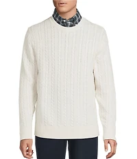 Cremieux Blue Label St. Moritz Collection Cable Knit Merino Wool Crewneck Sweater