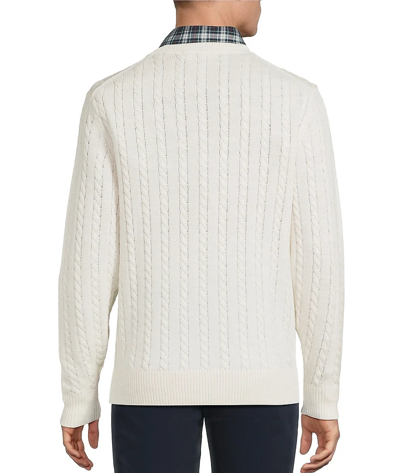 Cremieux Blue Label St. Moritz Collection Cable Knit Merino Wool Crewneck Sweater