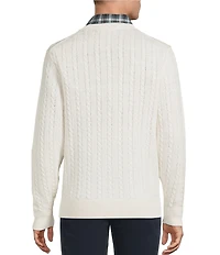 Cremieux Blue Label St. Moritz Collection Cable Knit Merino Wool Crewneck Sweater