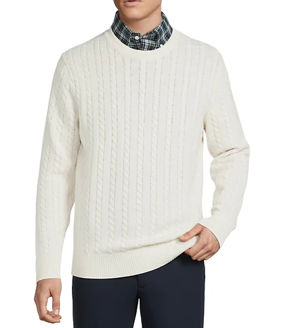 Cremieux Blue Label St. Moritz Collection Cable Knit Merino Wool Crewneck Sweater