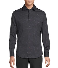 Cremieux Blue Label St. Moritz Collection Printed Interlock Coat Front Long Sleeve Knit Shirt