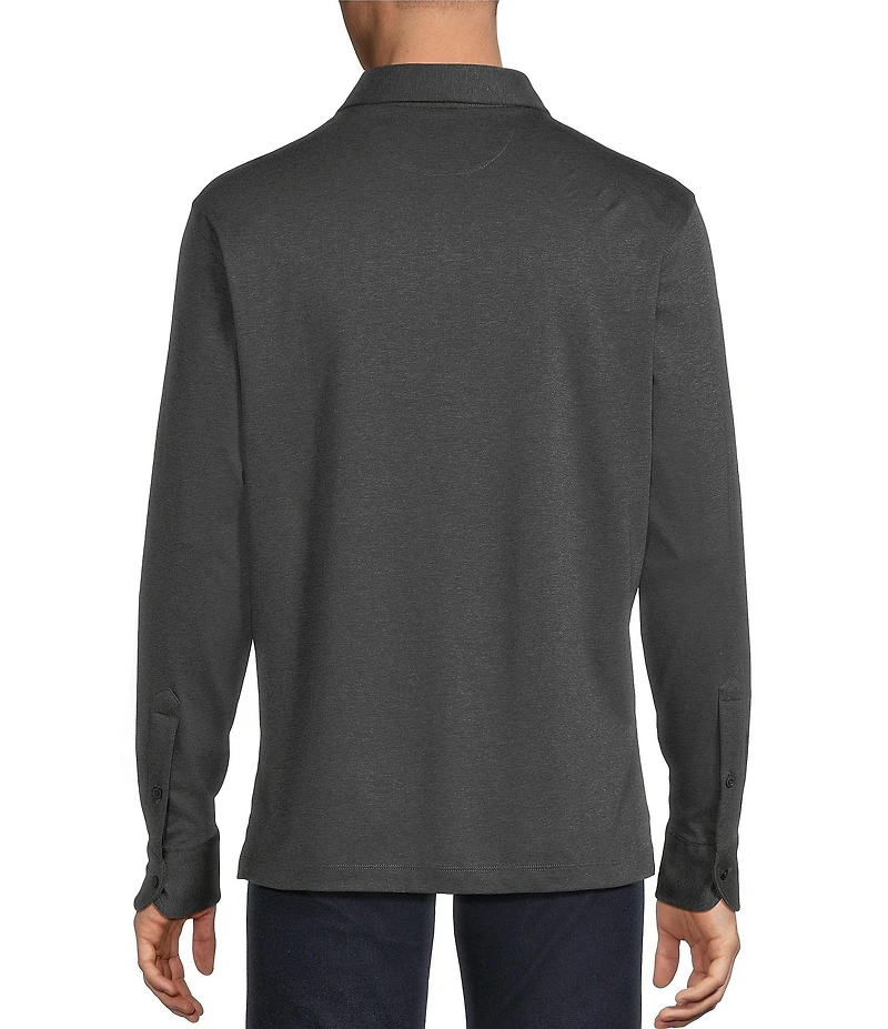Cremieux Blue Label St. Moritz Collection Printed Interlock Polo Long Sleeve Knit Shirt