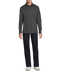 Cremieux Blue Label St. Moritz Collection Printed Interlock Polo Long Sleeve Knit Shirt