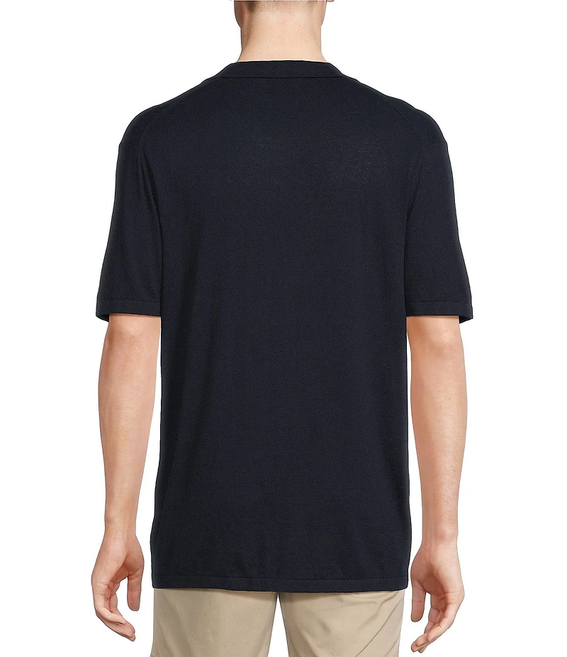 Cremieux Blue Label St. Tropez Collection Solid Short Sleeve Coat Front Sweater