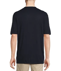 Cremieux Blue Label St. Tropez Collection Solid Short Sleeve Coat Front Sweater