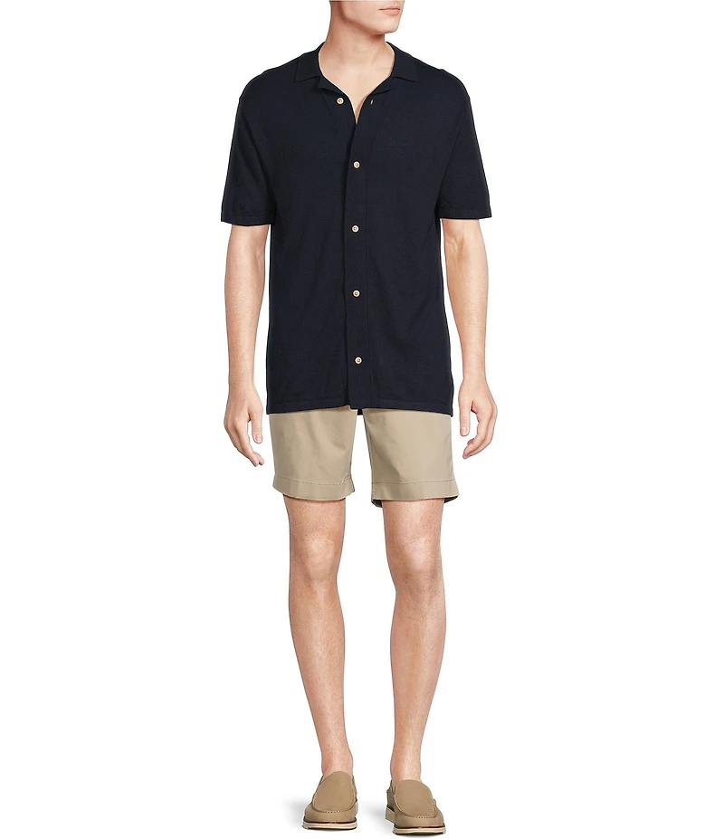 Cremieux Blue Label St. Tropez Collection Solid Short Sleeve Coat Front Sweater