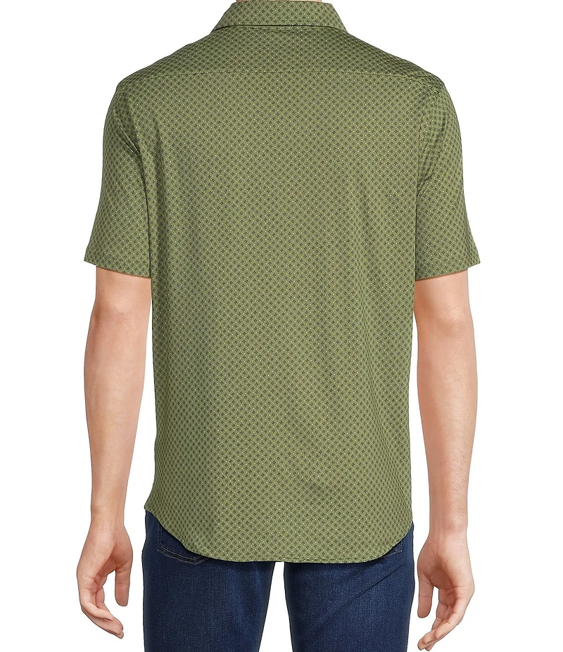 Cremieux Blue Label Stretch Jersey Allover Print Short Sleeve Coatfront Shirt