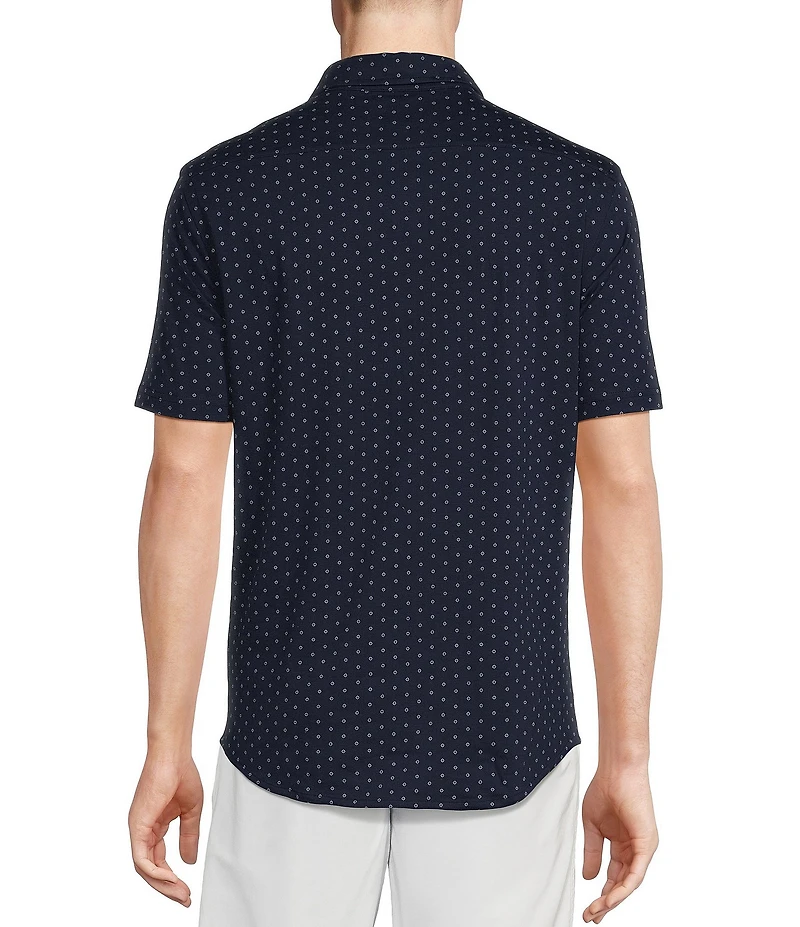Cremieux Blue Label Stretch Jersey Geo Printed Short Sleeve Coatfront Shirt