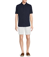 Cremieux Blue Label Stretch Jersey Geo Printed Short Sleeve Coatfront Shirt