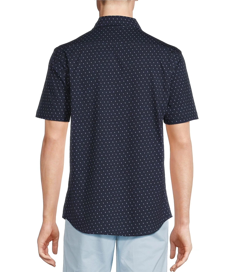 Cremieux Blue Label Stretch Jersey Printed Short Sleeve Coatfront Shirt