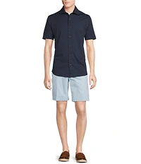 Cremieux Blue Label Stretch Jersey Printed Short Sleeve Coatfront Shirt